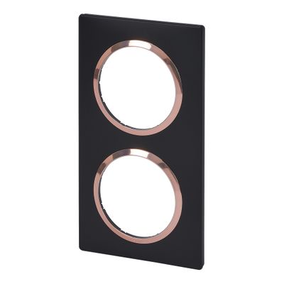 Plaque de finition 2 postes carrée Noir et cuivre - Dooxie LEGRAND