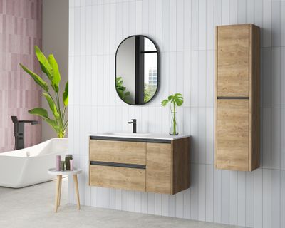 Plan vasque décalée de salle de bains New Onix L100 x H19 x P46 cm céramique blanc