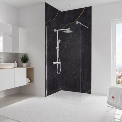 Panneaux muraux de douche 100+100x255 cm marbre anthracite or DécoDesign Softtouch - SCHULTE