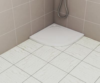 Receveur de douche 1/4 de cercle 80x80 cm résine blanc brillant Island - OCEA