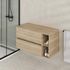 Meuble de salle de bains Timber 2 tiroirs + niche 80 x 56 x 46 cm MDF chêne naturel - AURLANE