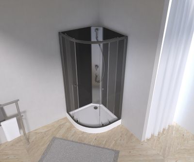 Cabine de douche 85x85x198 cm profilé noir verre transparent 4 mm Pardi