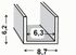 Profilé U PVC blanc 6,2 x 8,7 x 6,2 x 1,2 mm intérieur 6,3 mm 1 m CQFD