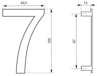 Chiffre 7 à visser hauteur 100 mm inox THIRARD