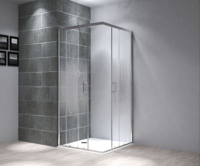 Accès d'angle coulissant 80x80x195 cm profilé chrome verre sérigraphié 6 mm Serenity - OCEA