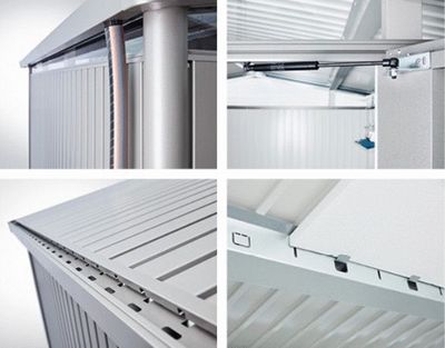 Abri de jardin en métal Panorama 6.35 m² gris quartz 2 portes BIOHORT Livraison à domicile incluse