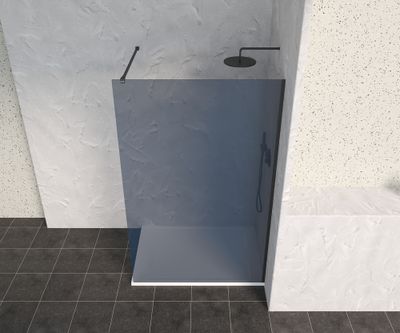 Paroi de douche à l'italienne 100x200 cm profilé noir verre fumé 8 mm Signature - OCEA