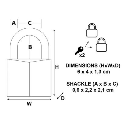 Cadenas à clés largeur 40 mm en laiton s'entrouvant par 2 MASTER LOCK