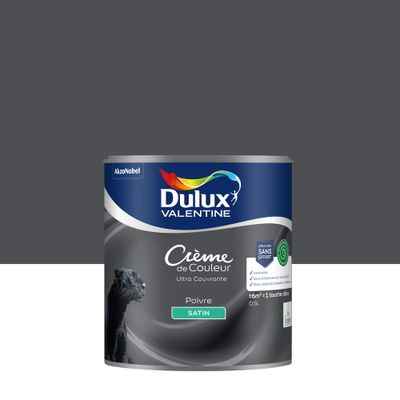 Peinture crème de couleur Poivre satin 0,5L - DULUX VALENTINE