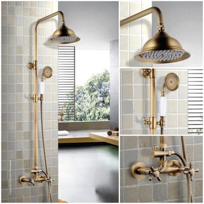 Colonne de douche avec mélangeur vieux bronze Retro - EDOUARD ROUSSEAU
