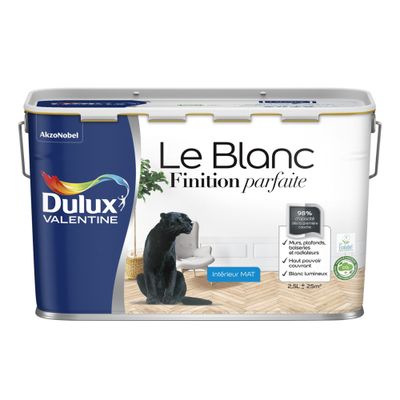 Peinture acrylique Finition Parfaite Blanc mat 2,5 L - DULUX VALENTINE