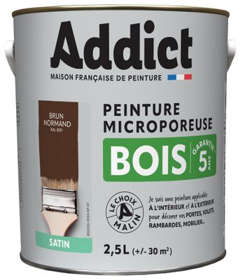 Peinture Bois Satin 2,5 L brun Ral 8011 - ADDICT