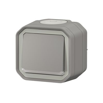 Interrupteur va-et-vient étanche IP55 avec témoin lumineux en saillie Gris - Plexo LEGRAND