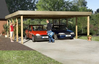 Carport double -  609 - 596 x 120 cm - toit en acier Livraison gratuite domicile WEKA