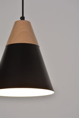 Suspension Sofia métal noir et bois E27 Ø 20 cm- COREP