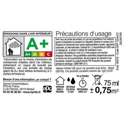 Peinture O'PUR Blanc 75 ml - RIPOLIN