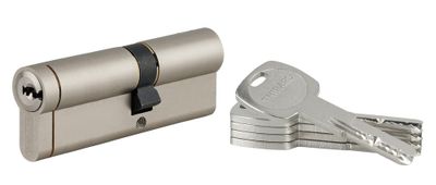 Cylindre de serrure double entrée 40 x 50 mm Transit 1 haute sécurité nickelé 4 clés THIRARD