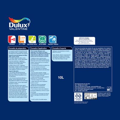 Peinture acrylique Tous Supports blanc satin 10 L - DULUX VALENTINE