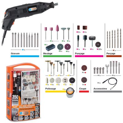 Outils de maquettisme 135 W avec 350 accessoires PG138WNT PG TOOLS
