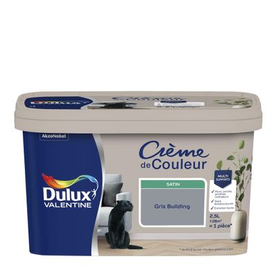 Peinture crème de couleur Gris Building Satin 2,5 L - DULUX VALENTINE
