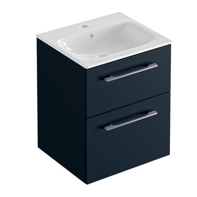 Meuble de salle de bains Selva 2 tiroirs L55 x H65 x P50 cm panneau de particules bleu mat - GEBERIT