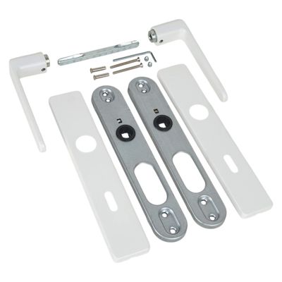 Poignées de porte double entraxe Celio blanc à clé ALPERTEC