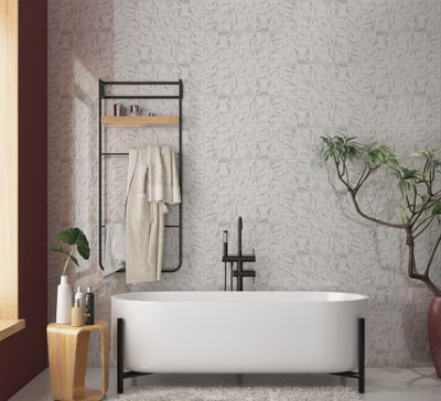 Décor mural intérieur effet relief géométrique blanc CLAIRE 20 x 60 cm paquet de 1,08 m² CERAM INDUSTRIE