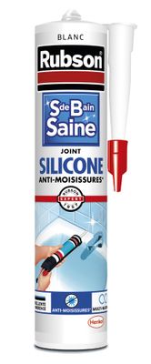 Mastic Silicone Salle de Bain Saine Blanc 280 ml RUBSON