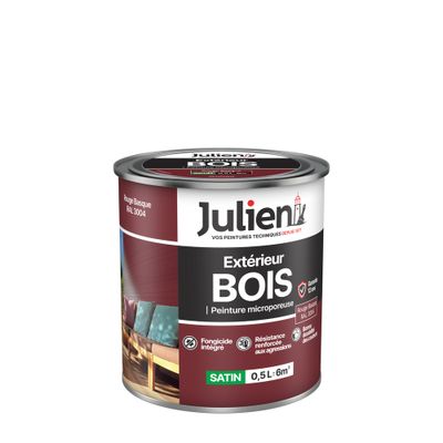 Peinture fer antirouille rouge Basque RAL 3004 satin 0,5 L - JULIEN