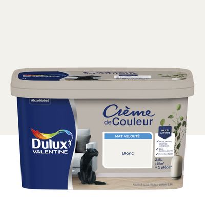 Peinture Crème de Couleur Blanc mat 2,5 L - DULUX VALENTINE