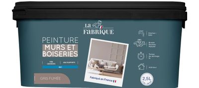 Peinture mur et boiserie Gris Fumé mat 2,5 L - LA FABRIQUE