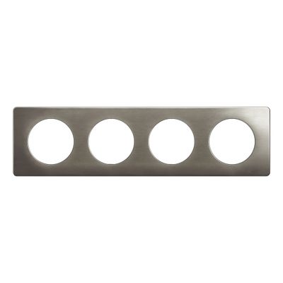 Plaque de finition 4 postes Acier satiné - Céliane LEGRAND