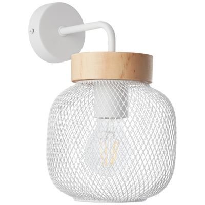Applique murale GIADA E27 40W blanc et bois - BRILLIANT
