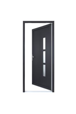 Porte d'entrée Manhattan pvc gris poussant droit 215 X 90 cm CLOSY