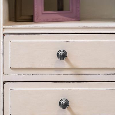 Bouton de meuble Lyonnais rond vieil argent diamètre 35 mm par 4 REI