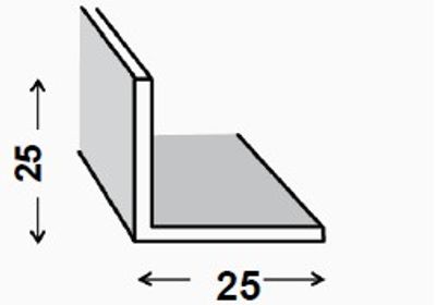 Cornière égale aluminium brut 25 x 25 x 1,2 mm 2,50 m CQFD