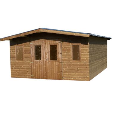 Abri de jardin bois massif madriers naturel 19.69 m² - HABRITA