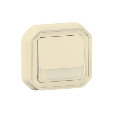Bouton poussoir inverseur étanche IP55 lumineux + porte-étiquette encastrable Beige - Plexo LEGRAND