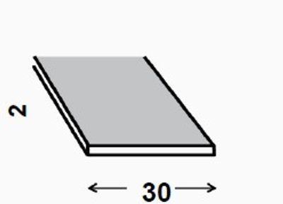 Profilé plat aluminium brut 30 x 2 mm 2,50 m CQFD