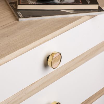 Bouton de meuble rond laiton blanc bois diamètre 40 mm REI