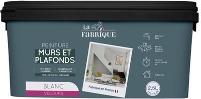 Peinture murs et plafonds blanc velours 2,5 L - LA FABRIQUE