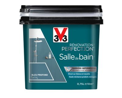 Peinture de rénovation pour salle de bain bleu profond finition satinée 0,75L - V33