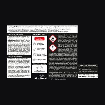 Peinture fer antirouille noir brillant 0,5 L - JULIEN