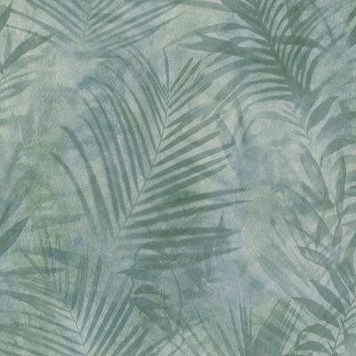 Papier peint pré-encollé effet palme elle bleu/vert 53 cm x 10 m AS CREATION
