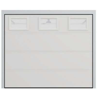 Porte de garage sectionnelle motorisée avec hublots l.240 x h.200 cm lisse blanche - SPADONE