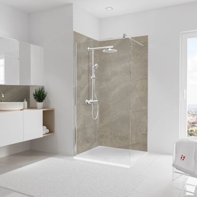 Panneaux muraux de douche 100+100x210 cm taupe sablé DecoDesign Décor - SCHULTE