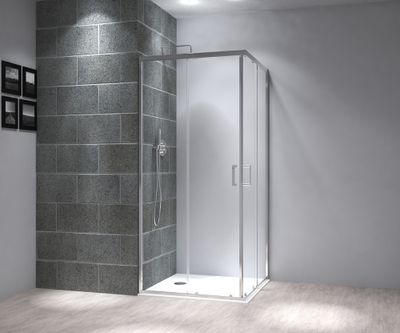 Accès d'angle 80x80x195 cm profilé chrome verre transparent 6 mm Serenity - OCEA