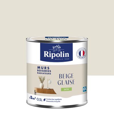 Peinture murs, boiseries et radiateurs beige glaise satin 0,5 L - RIPOLIN