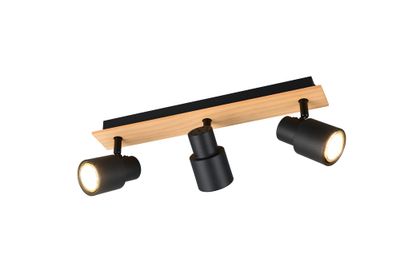 Réglette PIERRE noir et bois GU10 3 X 10W - CASALUM