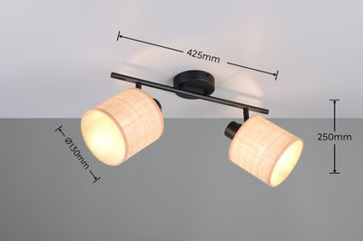 Réglette AIMEE noir et naturel E14 2 X 10W - CASALUM